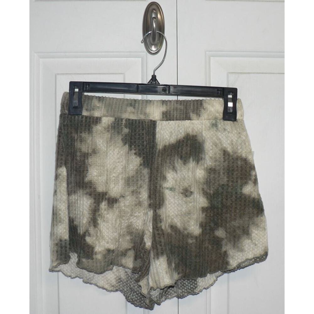 Abound Womens Waffle Knit Elastic Drawstring Waist Tie Dye Shorts in Olive XSmal